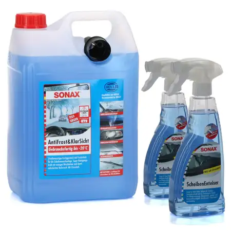 SONAX ANTIFROST &amp; KLARSICHT bis -20&deg;C 5 Liter + SONAX Scheibenenteiser 2x 500ml