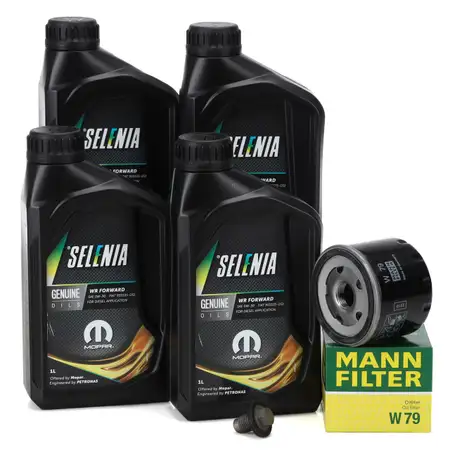 4L PETRONAS SELENIA WR FORWARD 0W30 Motor&ouml;l + MANN &Ouml;lfilter FIAT 500X 334 Tipo 356 357 1.0