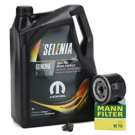 5L SELENIA DIGITEK PURE ENERGY 0W-30 Motor&ouml;l + MANN &Ouml;lfilter FIAT 500X 334 Tipo 1.0 1.3