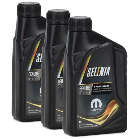 3L 3 Liter PETRONAS SELENIA Motor&ouml;l &Ouml;l K PURE ENERGY 5W40 MOPAR FIAT 9.55535-S2