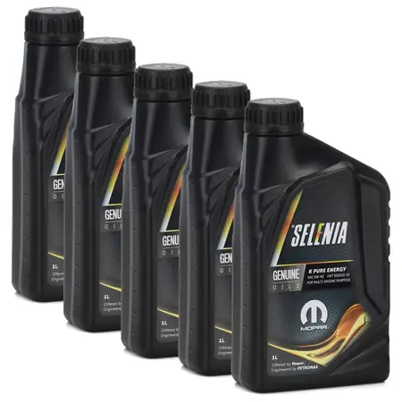 5L 5 Liter PETRONAS SELENIA Motor&ouml;l &Ouml;l K PURE ENERGY 5W40 MOPAR FIAT 9.55535-S2