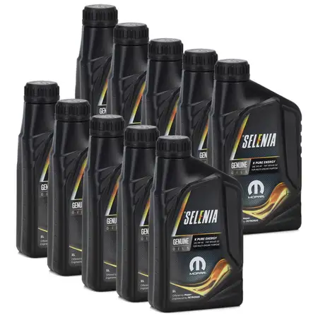 10x 1 Liter PETRONAS SELENIA Motor&ouml;l &Ouml;l K PURE ENERGY 5W40 MOPAR FIAT 9.55535-S2