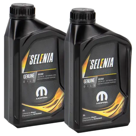 2L 2 Liter PETRONAS SELENIA Motor&ouml;l &Ouml;l ECO2 0W-20 MOPAR ACEA C5 FIAT 9.55535-DM1