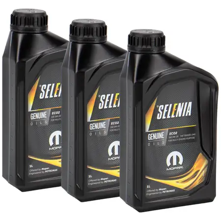 3L 3 Liter PETRONAS SELENIA Motor&ouml;l &Ouml;l ECO2 0W-20 MOPAR ACEA C5 FIAT 9.55535-DM1