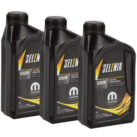 3L 3 Liter PETRONAS SELENIA DIGITEK PURE ENERGY 0W-30 Motor&ouml;l &Ouml;l MOPAR FIAT 9.55535-GS1