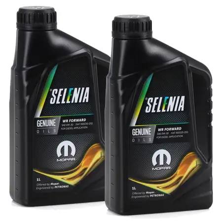 2L 2 Liter PETRONAS SELENIA Motor&ouml;l &Ouml;l WR FORWARD 0W30 MOPAR FIAT 9.55535-DS1