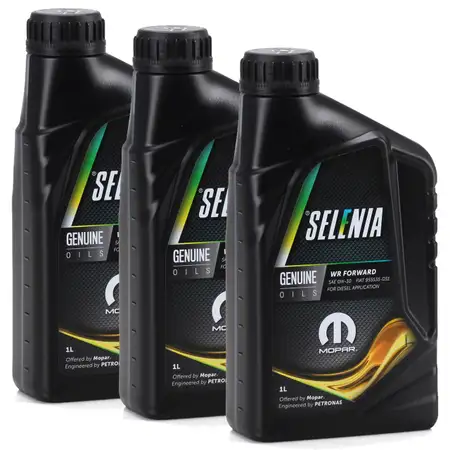 3L 3 Liter PETRONAS SELENIA Motor&ouml;l &Ouml;l WR FORWARD 0W30 MOPAR FIAT 9.55535-DS1