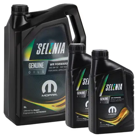 7L 7 Liter PETRONAS SELENIA Motor&ouml;l &Ouml;l WR FORWARD 0W30 MOPAR FIAT 9.55535-DS1