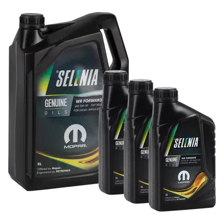 8L 8 Liter PETRONAS SELENIA Motor&ouml;l &Ouml;l WR FORWARD 0W30 MOPAR FIAT 9.55535-DS1