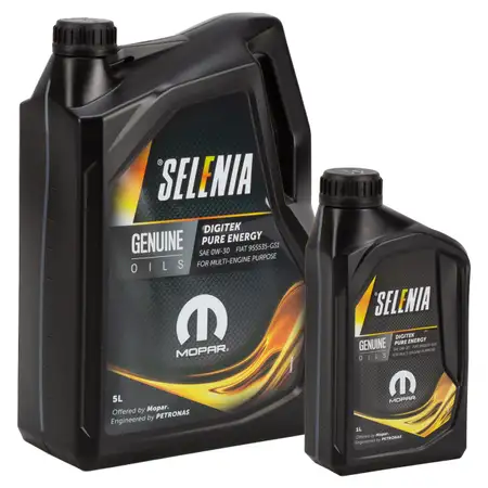 6L 6 Liter PETRONAS SELENIA DIGITEK PURE ENERGY 0W-30 Motor&ouml;l &Ouml;l MOPAR FIAT 9.55535-GS1