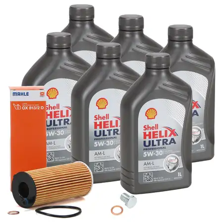 6L SHELL HELIX ULTRA PROFESSIONAL AM-L 5W-30 + MAHLE &Ouml;lfilter f&uuml;r BMW B38 B48 B37 B47