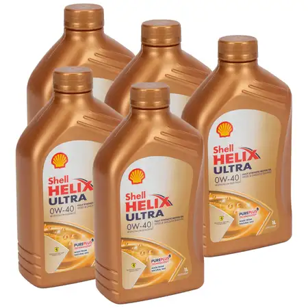 5x 1 Liter SHELL HELIX ULTRA 0W-40 Motor&ouml;l &Ouml;l MB 229.5/226.5 VW 502.00/505.00