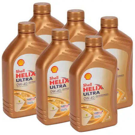 6x 1 Liter SHELL HELIX ULTRA 0W-40 Motor&ouml;l &Ouml;l MB 229.5/226.5 VW 502.00/505.00