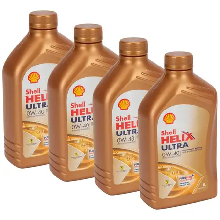 4x 1 Liter SHELL HELIX ULTRA 0W-40 Motor&ouml;l &Ouml;l MB 229.5/226.5 VW 502.00/505.00