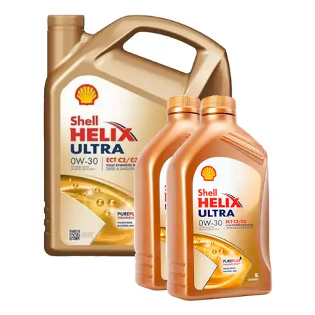 6L 6 Liter SHELL Motor&ouml;l &Ouml;l HELIX ULTRA ECT C2/C3 0W30 VW 504/507.00 MB 229.52