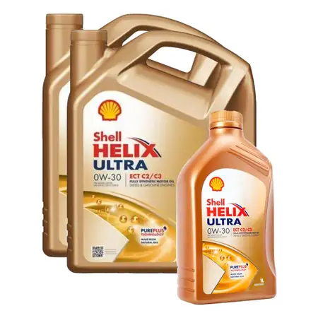 9L 9 Liter SHELL Motor&ouml;l &Ouml;l HELIX ULTRA ECT C2/C3 0W30 VW 504/507.00 MB 229.52