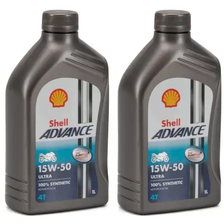 2L 2 Liter SHELL ADVANCE ULTRA 4T 4-TAKT 15W-50 Motor&ouml;l &Ouml;l API SN JASO MA-2