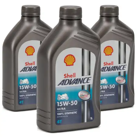 3L 3 Liter SHELL ADVANCE ULTRA 4T 4-TAKT 15W-50 Motor&ouml;l &Ouml;l API SN JASO MA-2