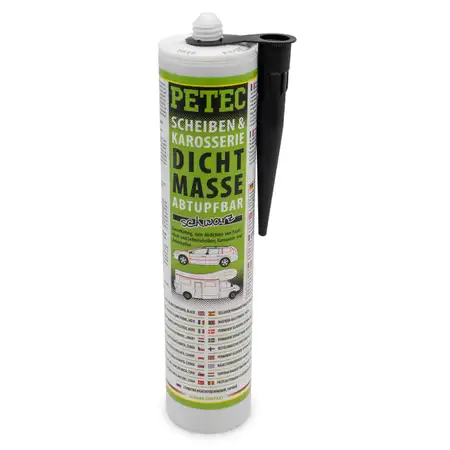 PETEC 83300 Scheiben &amp; Karosserie Dichtmasse Scheibendichtmasse Abtupfbar schwarz 310ml