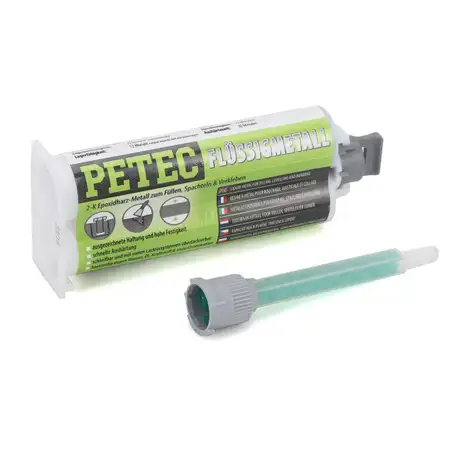 PETEC 97355 Fl&uuml;ssigmetall 2-Komponenten Epoxydharz-Metall Kleber 50ml