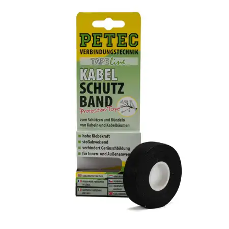 PETEC 87500 Kabelschutzband Klebeband schwarz 0,3mm Dicke 19mm x 10 m