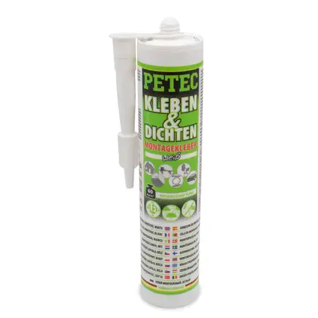 PETEC 94529 Kleben &amp; Dichten Montagekleber Kleber Klebstoff elastisch wei&szlig; Kartusche 290ml