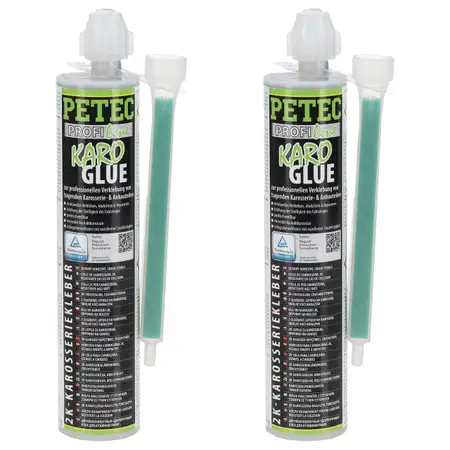 2x PETEC KaroGlue 2K-Karosseriekleber Karosserieklebstoff + Mischrohr 195ml