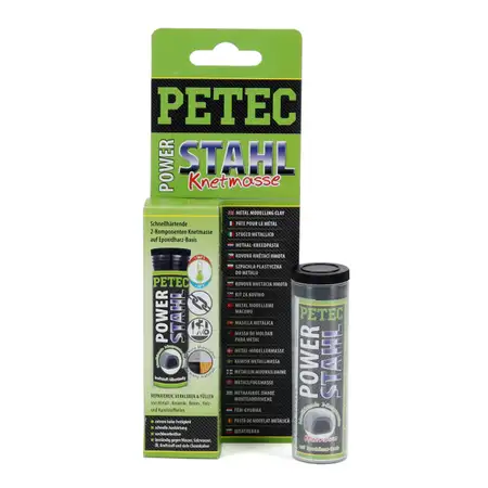 PETEC 97450 POWER STAHL Metallklebstoff 2-Komponenten-Knetmasse 50g GRAU