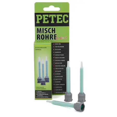 PETEC 98603 Mischrohre f&uuml;r POXY 24 + 50ml Spritze Doppelspritze 3er Packung