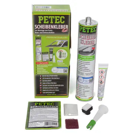 PETEC 83333 Scheibenkleber Set Kartusche Kleber Frontscheibe Heckscheibe 310ml SCHWARZ