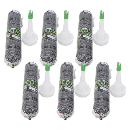 6x 400ml PETEC 83400 Scheibenkleber Schlauchbeutel + D&uuml;se Front,Heck-Seitenscheibe schwarz