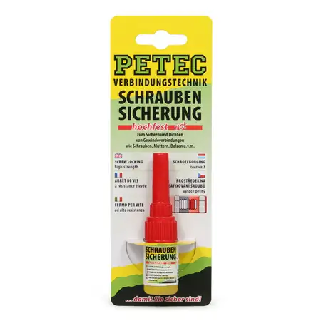 PETEC 92005 Schraubensicherung hochfest Sicherungskleber Klebstoff 5g ROT