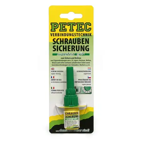 PETEC 93005 Schraubensicherung Superfest Sicherungskleber Klebstoff 5g GR&Uuml;N