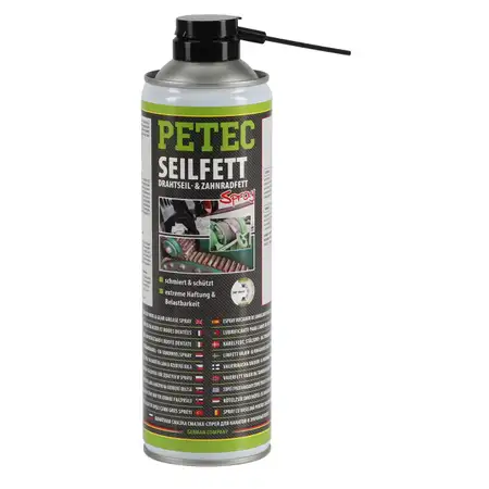 PETEC 71650 Seilfett Seilfettspray Drahtseilfett Zahnradfett Fettspray 500ml