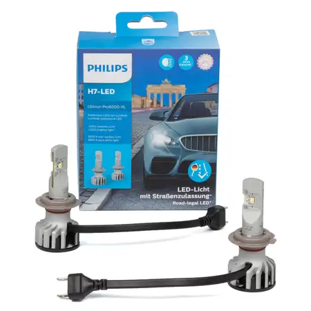 2x PHILIPS Ultinon Pro6000 H7 LED Lampe 11972X2 mit Stra&szlig;enzulassung 12V +230% 5.800K