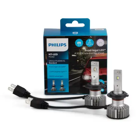 2x PHILIPS Ultinon Pro6000 HL Standard H7 LED Lampe mit Stra&szlig;enzulassung 12V +220% 5.800K