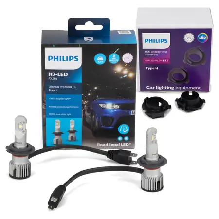 2x PHILIPS Ultinon Pro6000 H7 LED + Adapter HYUNDAI i30 / Kombi (GD)