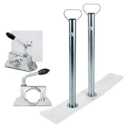 2x PROPLUS Abstellst&uuml;tze St&uuml;tzfu&szlig; Anh&auml;ngerst&uuml;tze 48mm 700mm max. 300Kg + Klemmschelle