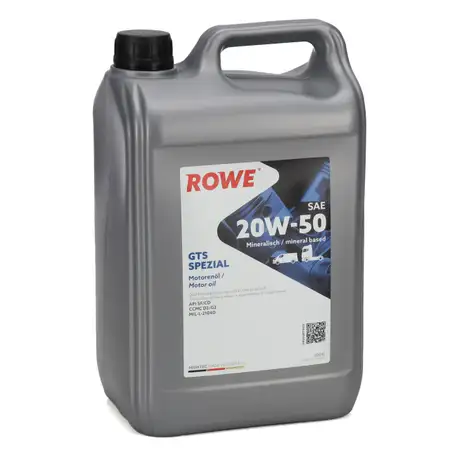 5L 5 Liter ROWE GTS SPEZIAL 20W-50 20W50 Motor&ouml;l &Ouml;l API SF/CD CCMC D/G2 MIL-L-2104D