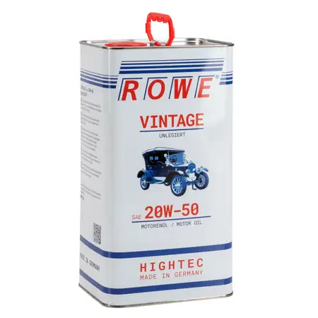 5L 5 Liter ROWE Motor&ouml;l &Ouml;l VINTAGE Unlegiert SAE 20W50 Oldtimer Mehrbereichs-&Ouml;l