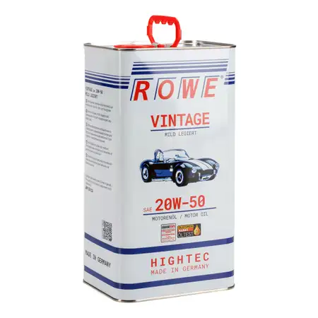 5L 5 Liter ROWE Motor&ouml;l &Ouml;l VINTAGE Mild Legiert SAE 20W50 Oldtimer Mehrbereichs-&Ouml;l