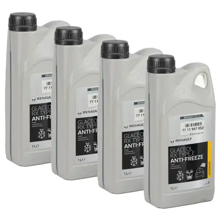 4L 4 Liter ORIGINAL Renault K&uuml;hlerfrostschutz GLACEOL RX TYPE E GR&Uuml;N 7711947052