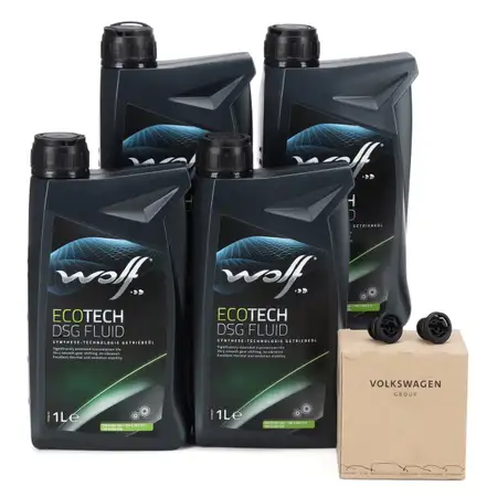 4L WOLF ECOTECH DSG FLUID Automatikgetriebe&ouml;l 2x ORIGINAL VAG &Ouml;lablassschraube 0CK321439A