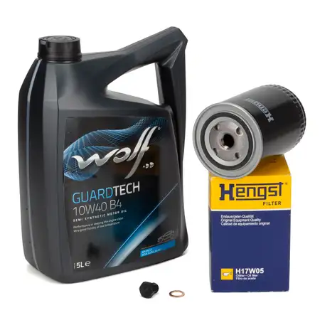 5L WOLF GUARDTECH 10W40 B4 Motor&ouml;l + HENGST &Ouml;lfilter VW Golf 1 2 3 Passat B1-B4 Polo 86 T3