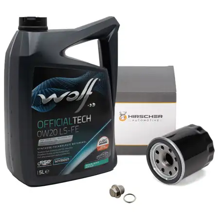 5L WOLF OFFICIALTECH 0W20 LS-FE Motor&ouml;l + HIRSCHER &Ouml;lfilter SUBARU Forester Impreza Legacy