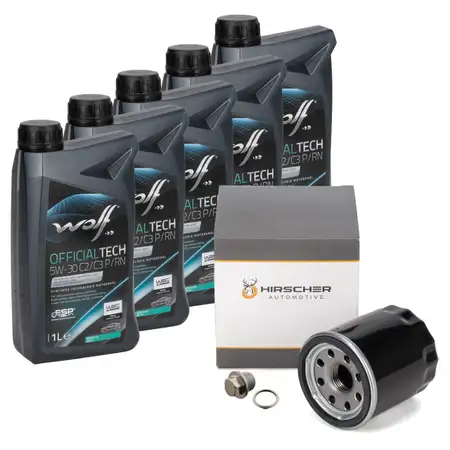 5L WOLF OFFICIALTECH 5W30 C2/C3 P/RN + HIRSCHER &Ouml;lfilter SUBARU Forester Impreza Legacy