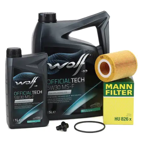 6L WOLF OFFICIALTECH 5W30 MS-F + MANN &Ouml;lfilter LAND ROVER Range Rover 4 3.0 TDV6/SDV6