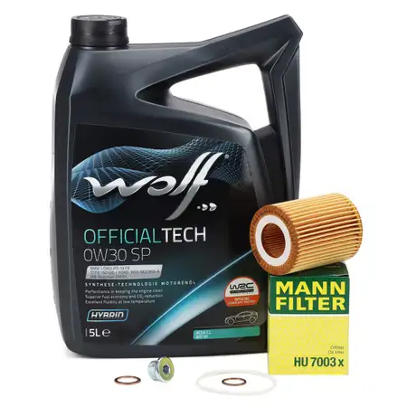 5L WOLF OFFICIALTECH 0W30 SP Motor&ouml;l + MANN &Ouml;lfilter BMW 1er F20 F21 2er F30 F31 N13