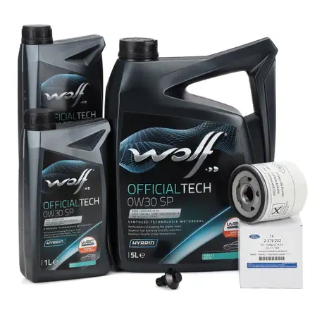 7L WOLF OFFICIALTECH 0W30 SP Motor&ouml;l + ORIGINAL Ford &Ouml;lfilter Focus 4 Mondeo 5 2.0 EcoBlue