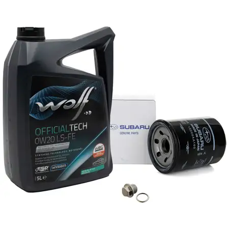 5L WOLF OFFICIALTECH 0W20 LS-FE Motor&ouml;l + ORIGINAL Subaru &Ouml;lfilter 15208-AA160